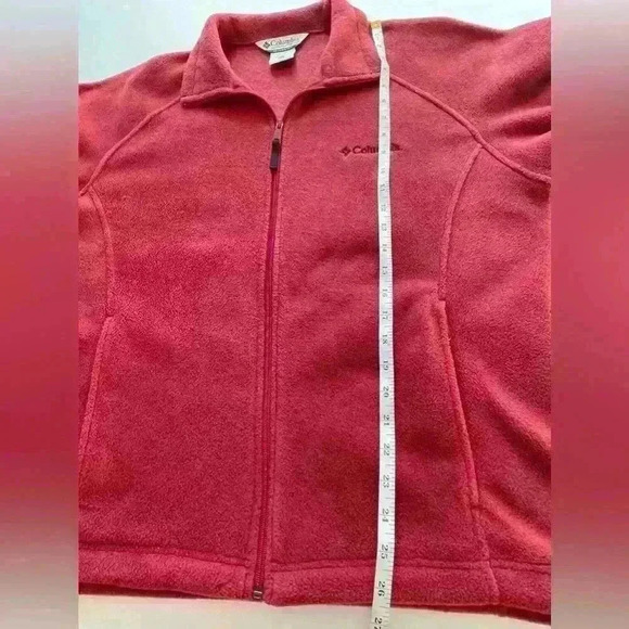Columbia Full Zip Dark Red Rust Fleece Jacket Women's Large - Picture 8 of 10